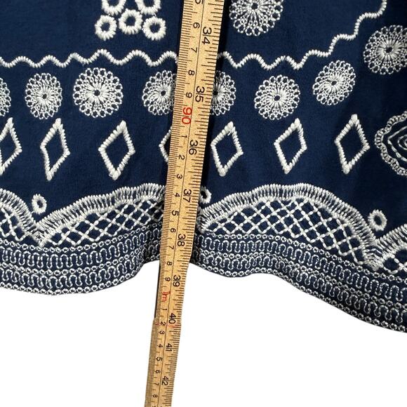 JW Los Angeles Blue Embroidered Cotton Boho Dress | Short Sleeve Tunic | XL - Picture 7 of 10